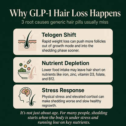 GLP-1 SOS™ Hair Shield — Keep the Weight Loss AND Your Hair | 3-in-1 Nutritional Hair Support